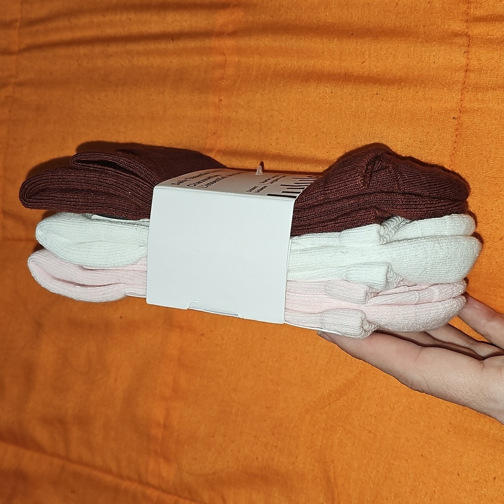 Lululemon Daily Essential Socks. 3 Pack! ROWD/WHT/BLLP! Gorgeous Sz Lg, Unisex